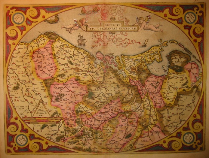 Ortelius Abraham (1528-1598) Descriptio Germaniae inferioris 1603 Anversa, Jean Baptiste Vrients